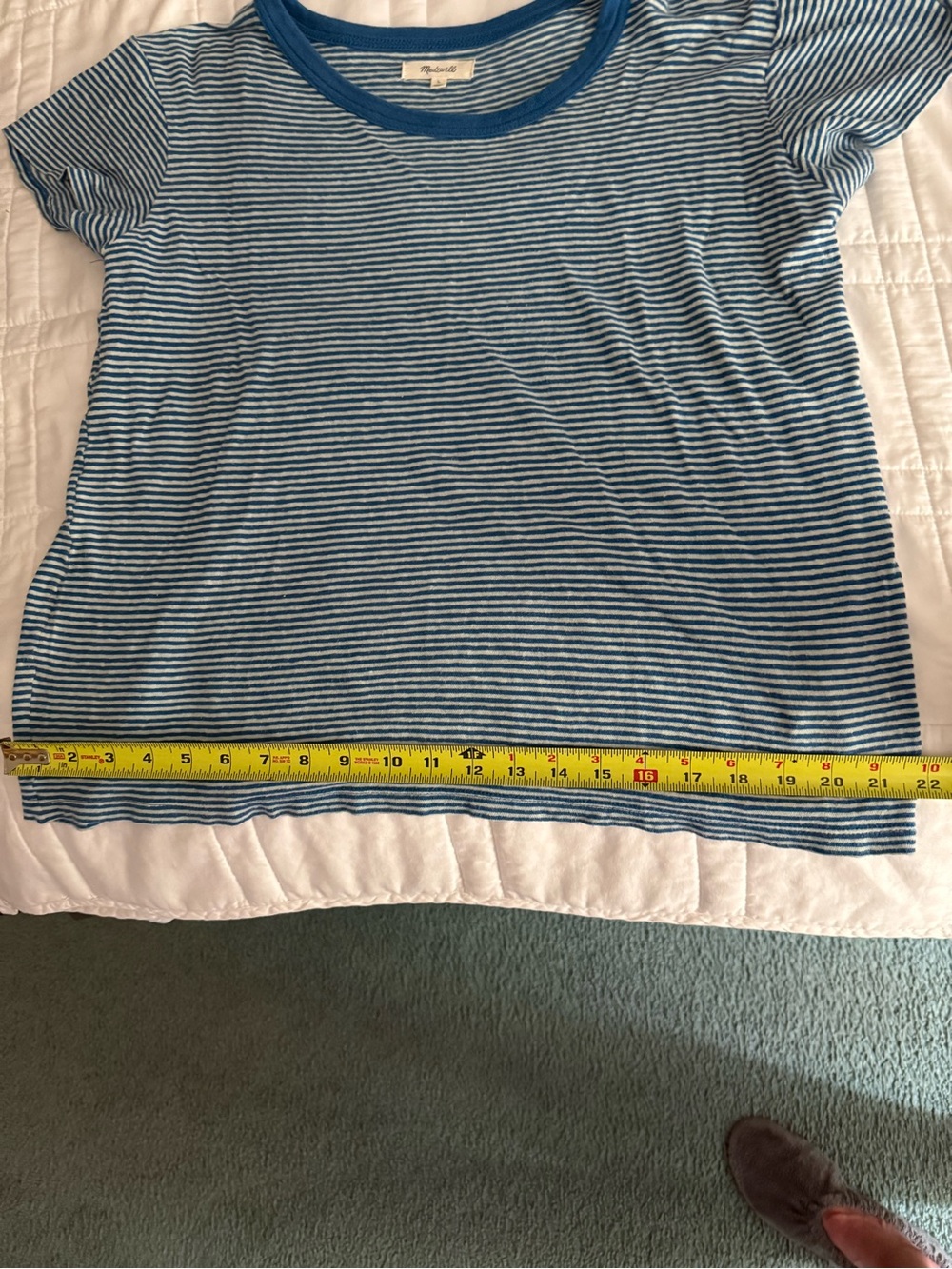 Madewell Teal and White Striped Short-Sleeve Tee - Picture 5 of 5